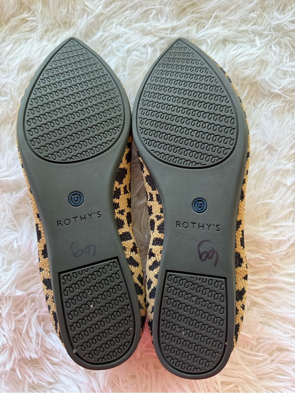 Rothy's Leopard-Print Pointed-Toe Flats in Tan and Black - Picture 4 of 5